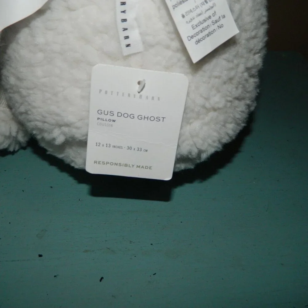 Pottery Barn Gus Doug Dog Ghost Pillow